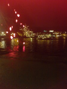 Breiavannet bathed in lights.