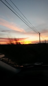 Lovely sunrise seen from the car